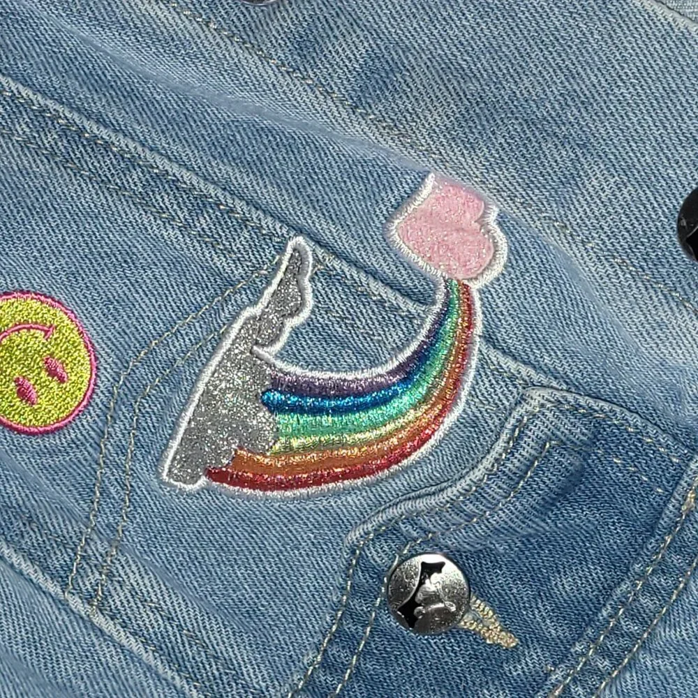 Disney US Girls Jean Denim Jacket Magic Kingdom Castle Flounder - Picture 9 of 13